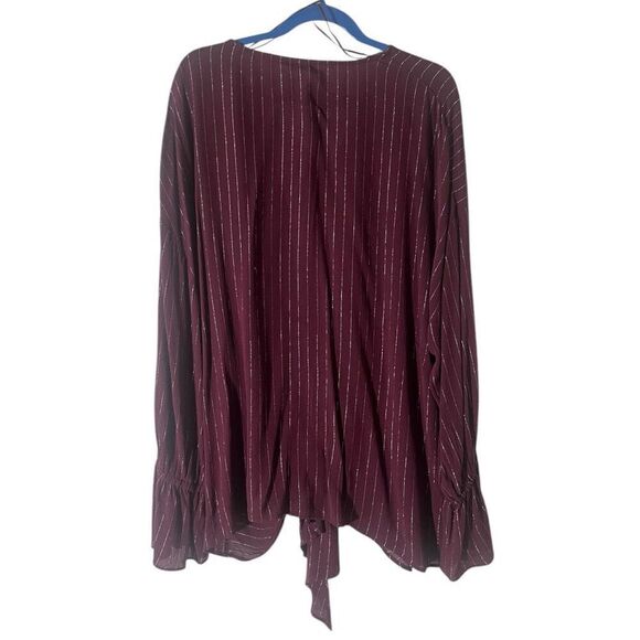 Juicy Couture Vintage Burgundy Wrap Top Metallic Long Bell Sleeve Plus Size Blou - Picture 4 of 7
